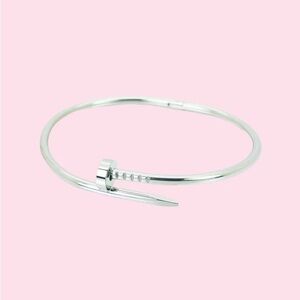 Nail Clamp Silver Bracelet